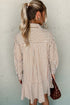 Preppy Vertical Stripe Flounce Hem Collared Shirt Mini Dress